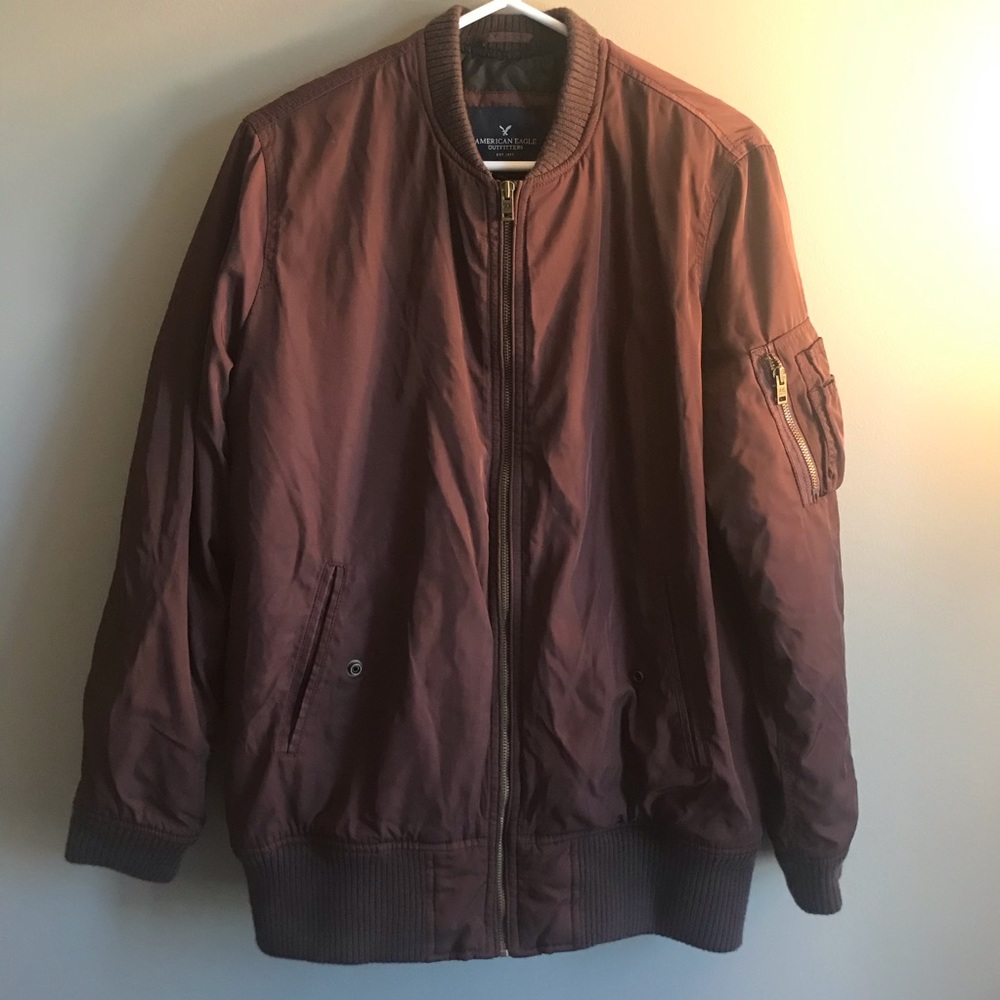 AMERICAN EAGLE MAROON BOMBER JACKET